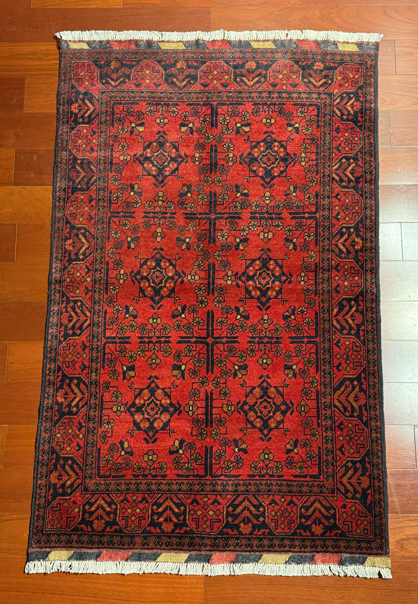 Vivid Red Afghan Rug