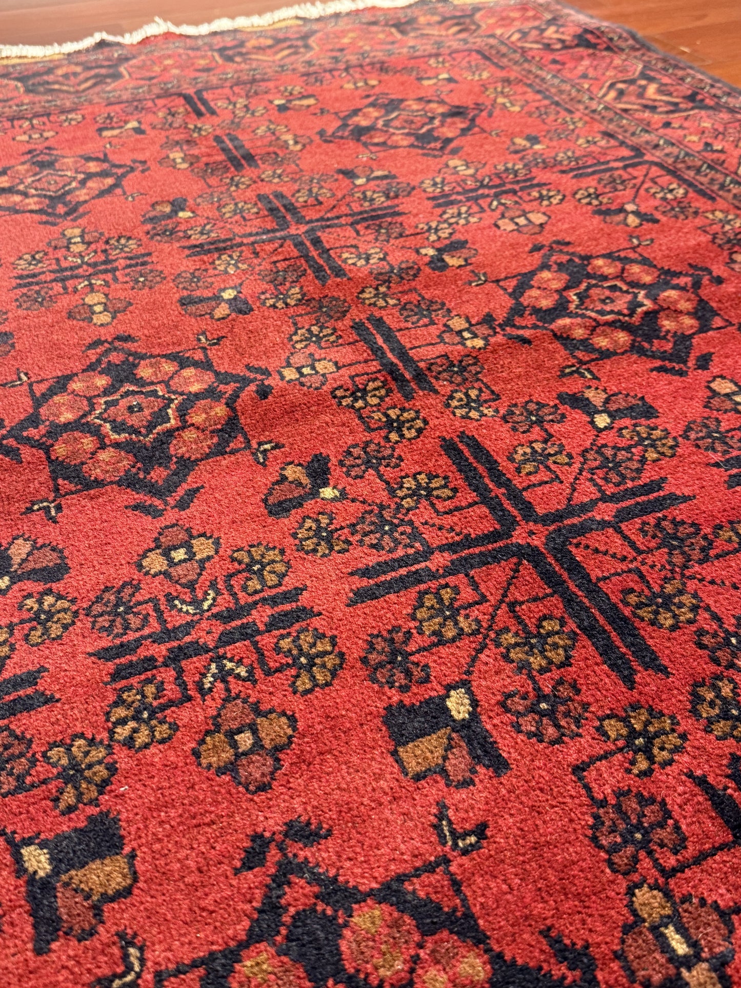 Vivid Red Afghan Rug